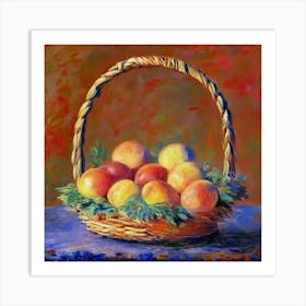 Basket Of Peaches Art Print