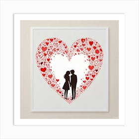 Couple In A Heart Art Print