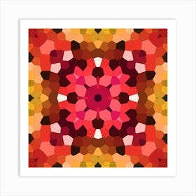 Abstraction Red Mosaic Mandala Art Print