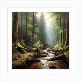 Stream In The Forest Art Print