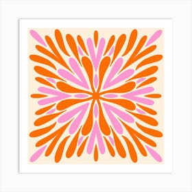 Modern Symmetry Petals Pink and Orange Art Print