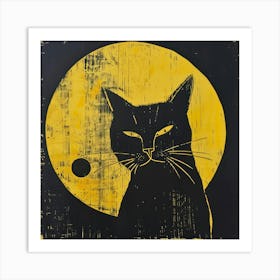 Cat On The Moon 2 Art Print