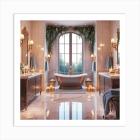 Default A Serene Bathroom Interior Illustration In Vibrant Dig 3 Art Print