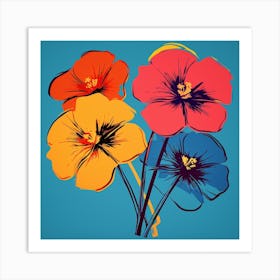 Andy Warhol Style Pop Art Flowers Flax Flower 2 Square Art Print