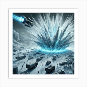 A Futuristic Sci Fi Depiction Of Frost Explosions Art Print