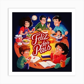 Feliz dia dos Pais typographic Happy fathers day for brazilian portuguese language greeting card postcard and congratulation fathers day dad,daddy,father,fathers day,dad,pai,family illustration wall art, clop art 6 Art Print