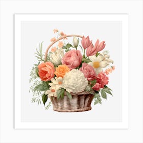 Flowers In A Basket 1 Art Print