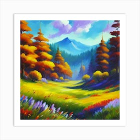 Magnificent forest meadows oil painting abstract painting art 1 Art Print