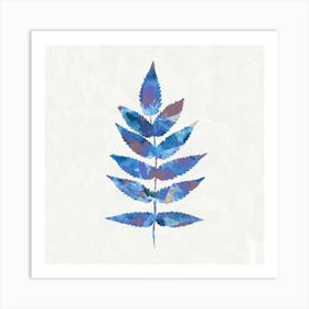 Botanical Watercolour Leave Blue Purple Square Art Print