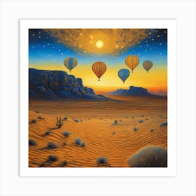 Hot Air Balloons In The Desert Art Print