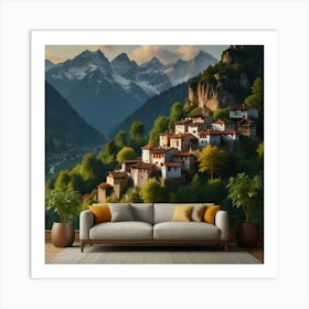 Village In The Mountains Art Print