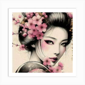 Japan Traditional Geisha Illustration By Ad 74 Art Print