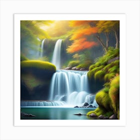 Waterfall In The Forest 1 Art Print