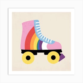 Rainbow Roller Skates Square Art Print