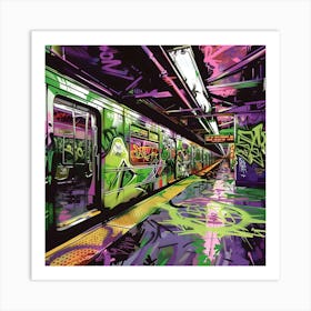 Subway Station, Graffiti, Street Art, Urban Hues Art Print