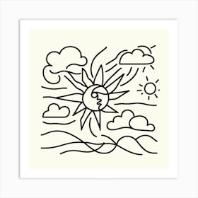 Sun and clouds Picasso style 3 Art Print