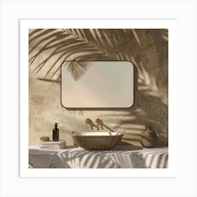 Bathroom With Palm Tree Art Print