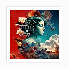 Woman'S Head, Modern And Classical Art Elements art print Art Print