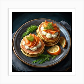 Stack Of Pancakes With Smoked Salmon And Dill Art Print