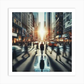 Man Walking In A City Art Print