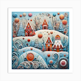 Fairy Christmas Village Art Print