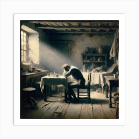 Man Sitting At A Table Art Print