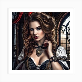 Brunette Steampunk Art Print