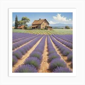 Lavender Field paintings art print 3 Art Print