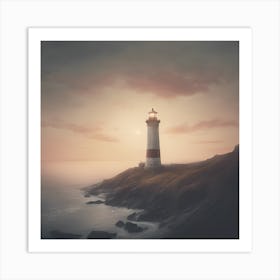 Lighthouse At Sunset Art Print