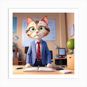 Cat In A Suit Art Print