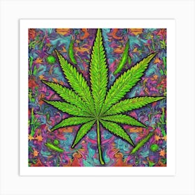 Psychedelic Marijuana Leaf Art Print