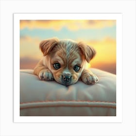 Puppy At Sunset Art Print