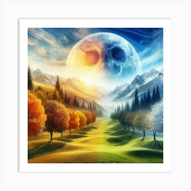 Moon And Trees Art Print