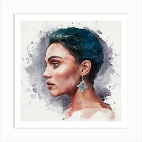 Portrait Of A Woman With Blue Hair 1 Art Print