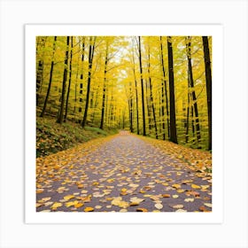 Autumn Forest Road Art Print