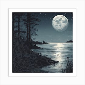 Full Moon Over Water Art Print