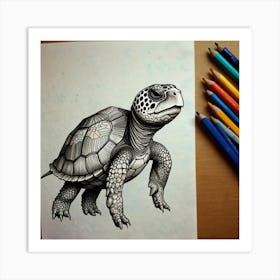 Turtle Drawing 7 Art Print