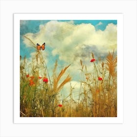 Butterfly In The Grass Art Print