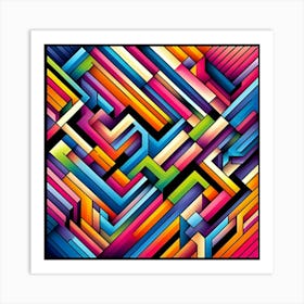 An Abstract Digital Art Piece Consisting Of Overlapping Geometric Shapes 1 Art Print