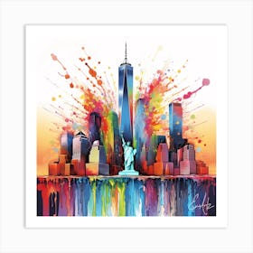 Colorful, Paint Splash Style Art, New York City Art Print