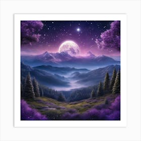 Full Moon In The Mountains 3 Art Print