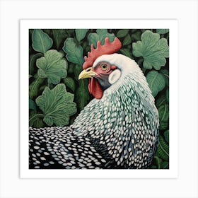 Ohara Koson Inspired Bird Painting Chicken 1 Square Art Print