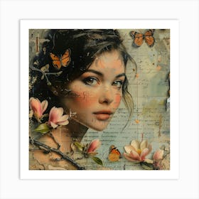 'The Girl With Butterflies' Art Print