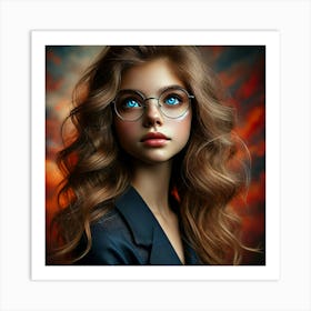 Beautiful Young Woman With Glasses Poster