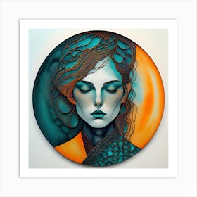 Woman In A Circle Art Print