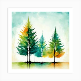 Watercolor Trees Art Print