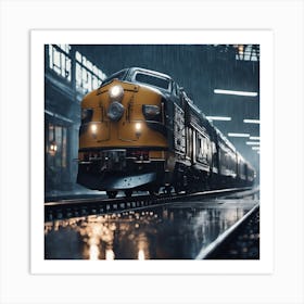 Train In The Rain Art Print