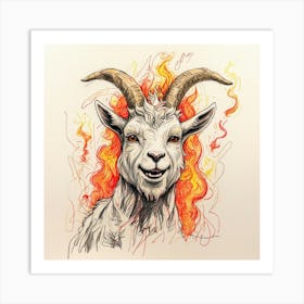 Goat In Flames 23 Art Print