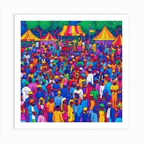 Crowd Of People At A Festival Art Print