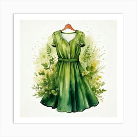 Firefly Eco Friendly Frock Design In Watercolor Illustration 85485 Art Print